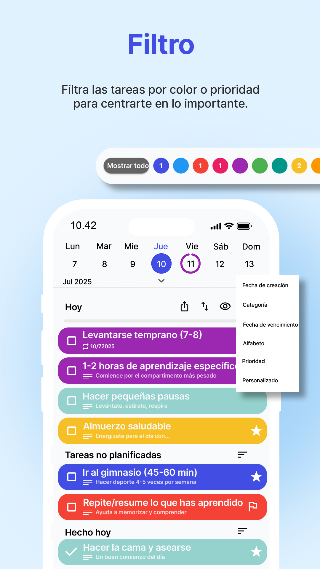 Vista de DoDay: Progreso